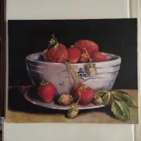 ظرف توت فرنگی رنگ روغن