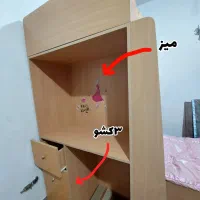 تخت خواب دو طبقه با کمد وکتابخانه ومیز تحریر|تخت و سرویس خواب|یاسوج, |دیوار