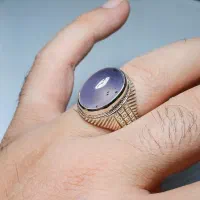 انگشتر نقره عقیق کبود طبیعی