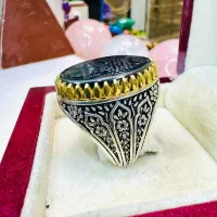 انگشتر فوق لوکس سنگ حدید اصل معدنی حکاکی عین علی|بدلیجات|تبریز, |دیوار