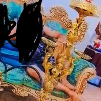 قلیان برنجی آبکاری طلا