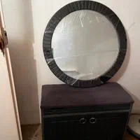 وسیله آرایشگری-پاف،کنسول وجاکفشی+آینه گرد دیوارکوب