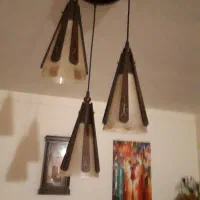 لوستر چوبی ۳ شاخه سقفی + تکشاخه دیواری برند دارکار