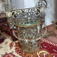 تلفن برنجی با سطل اشغال و جا کاغذ دستمالی|صنایع دستی و سایر لوازم تزئینی|قرچک, زیبا شهر|دیوار