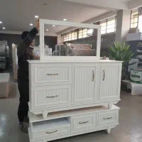 آینه کنسول چوبی کد ۳۲ با میز تلویزیون ست|بوفه، ویترین، کنسول|مشکیندشت, |دیوار