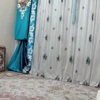 پرده حریر گل دار با 2 عدد بالان مخملی|پرده، رانر، رومیزی|پاکدشت, پاکدشت (مامازند)|دیوار
