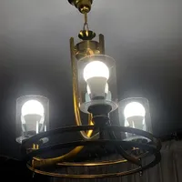 دو تا لوستر ۳ شاخه و ی لوستر آشپزخانه