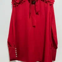 شومیز قرمز استین بلند حریر نونو