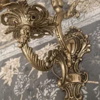 لوستر برنجی ۶ شعله و دیوارکوب اصل و قدیمی و کمیاب|لوستر و چراغ آویز|تهران, یافت آباد جنوبی|دیوار