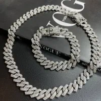 ست گردنبند و دستبند فول نگین کارتیر مردانه