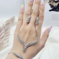سرویس زنجیری نقره جواهری زنانه کد 60066|بدلیجات|تبریز, |دیوار