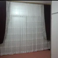 پرده پذیرایی  کنار پرده زیرپرده به همراه چوب پرده