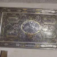 سینی برنجی تمام قلم بی نظیر|کلکسیون اشیاء عتیقه|شهریار, شهریار|دیوار