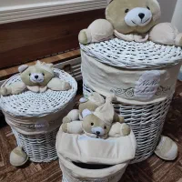 ست سبد حصیری و آباژور و ساعت خرسی|اسباب و اثاث بچه|گلستان (تهران), |دیوار