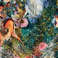 فرش دستبافت نقش دایره هستی ابریشم