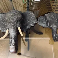 مجسمه دیوارکوب فیل چوبی