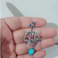 پلاک دست ساز نقره سنگ های اصلی