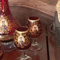 ست شربت خوری و۵عدد گیلاس قدیمی طلاکوب