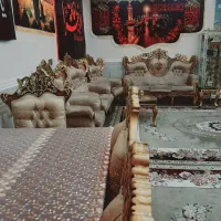مبل سلطنتی هفت نفره با میز غذاخوری شش نفره|مبلمان خانگی و میز عسلی|اهواز, کمپلو جنوبی|دیوار