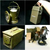 جعبه فلزی و چراغ قوه وماسک ارتش امریکا اکبند نایاب