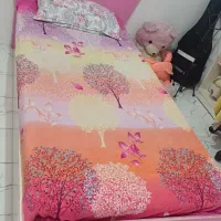 تخت خواب نوجوان صورتی وسفید|تخت و سرویس خواب|بهارستان, |دیوار