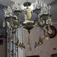 لوستر ۵ شاخه برنزی و سرامیک