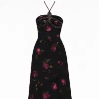 پیراهن فرانسوی حریر گل مخملی