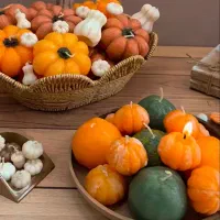 شمع دست‌ساز فانتزی و دکوراتیو  طرح پاییزی خاص