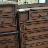 آینه و کنسول چوب گردو دو عدد پاتختی