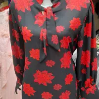 شومیز حریر گلدار زنانه