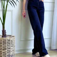 شلوار نیم بگ جین رنگ سرمه‌ای