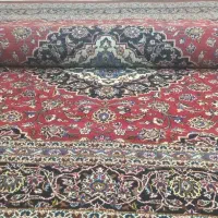 جفت قالی دستباف ۹ متری پشم ۵۲ خانه کاشان