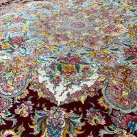 (فرش حق زاده)گرد قطر۳متر خطیبی چله گل ابریشم۵۰رج|فرش|تبریز, |دیوار
