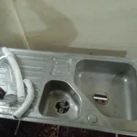 سینک استیل پایه دار با همه تجهیزات