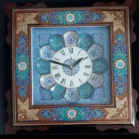 ساعت دیواری خاتم کاری نقاشی تذهیب ۴۰سانتیمتر