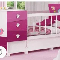 تخت کمد دومنظوره نوزادونوجوان،تشک،میز صندلی تحریر