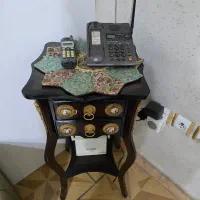 میز تلفن چوبی با دو کشو