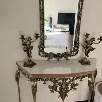 آینه و شمعدان برنزی|بوفه، ویترین، کنسول|کرج, باغستان|دیوار