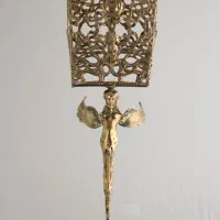 سطل و جا دستمال برنجی پایه دار طرح فرشته