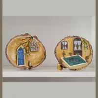 دیوارکوب نقاشی چوب جنگلی،مینی تابلو نقاشی رنگ روغن