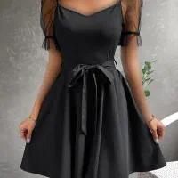لباس مجلسی مشکی ساتن سایز 38