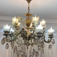 لوستر برنجی ۵ شاخه ۱۰ شعله