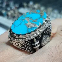 انگشتر فوق کلکسیونی فیروزه نیشابوری مرصع به برلیان|جواهرات|تهران, کوثر|دیوار