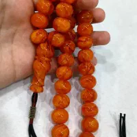 تسبیح کهربا پرتقالی . ۱۸ میل