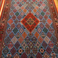 قالیچه زمین ابی دست باف۶متری جفت با قالیچه جفت