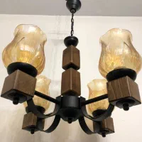 لوستر چوبی نو چهار و پنج شاخه|لوستر و چراغ آویز|تهران, تهرانپارس شرقی|دیوار