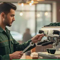 نیروی کار جوان نیروی کارگاه تعمیرات اسپرسوساز