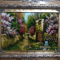 تابلوفرش دستبافت/تابلو فرش کوچه باغ گیلاس بهاری