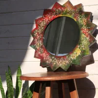 آینه دیواری دایره گرد دست ساز هنری نقاشی لاکی خاص