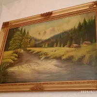 تابلو قاب چوبی بوم رنگ اصل